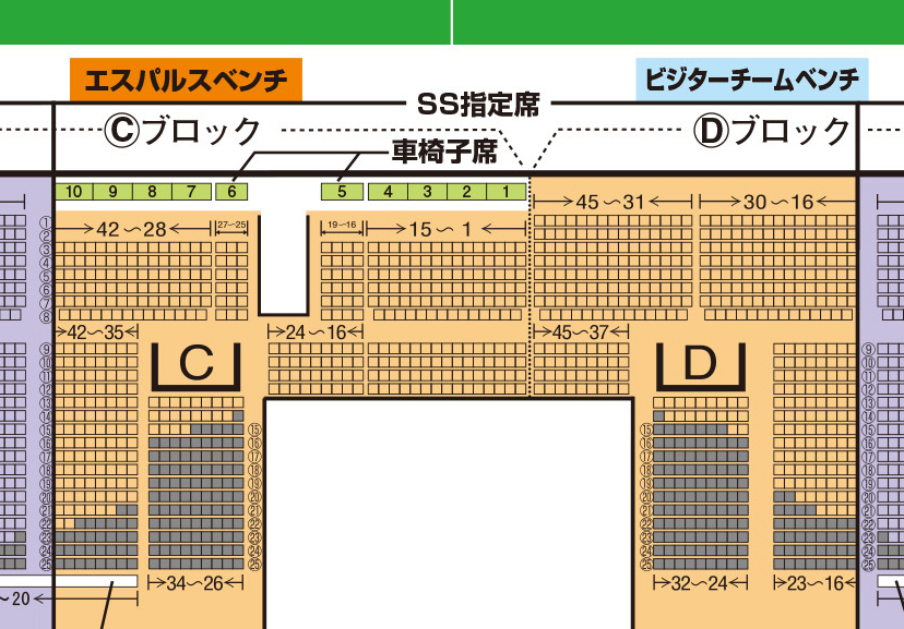 画像：メインスタンド席割図