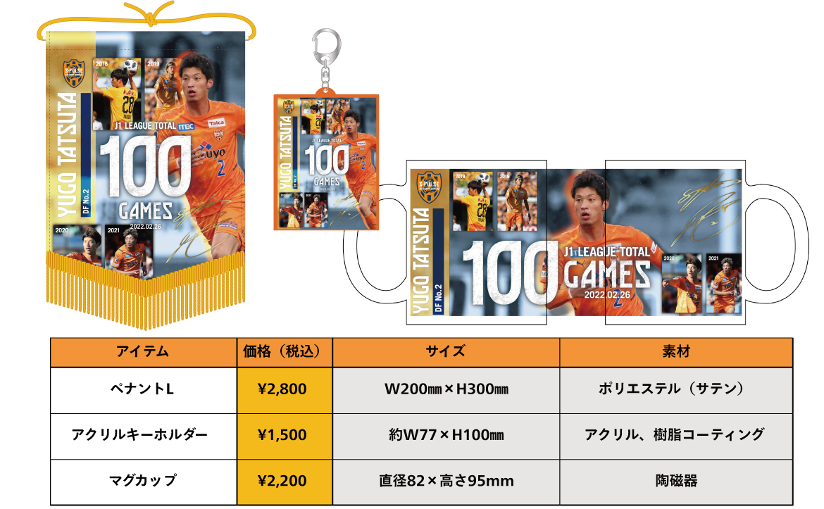 立田悠悟選手J1通算100試合出場達成記念グッズ発売についてお知らせ