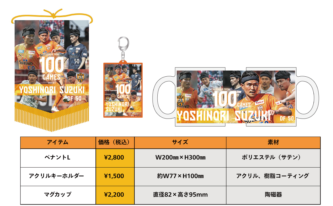 鈴木義宜選手 J1通算100試合出場達成記念グッズ発売についてお知らせ