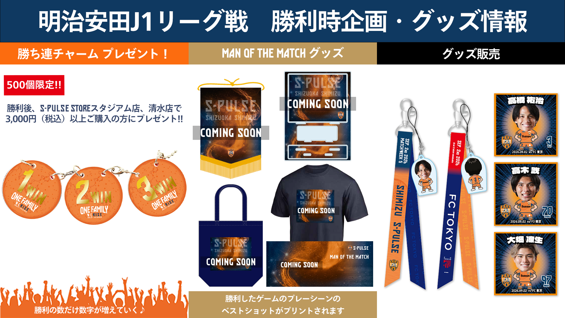 9/2(水)FC東京戦】グッズ販売・キャンペーン・勝利時企画のお知らせ